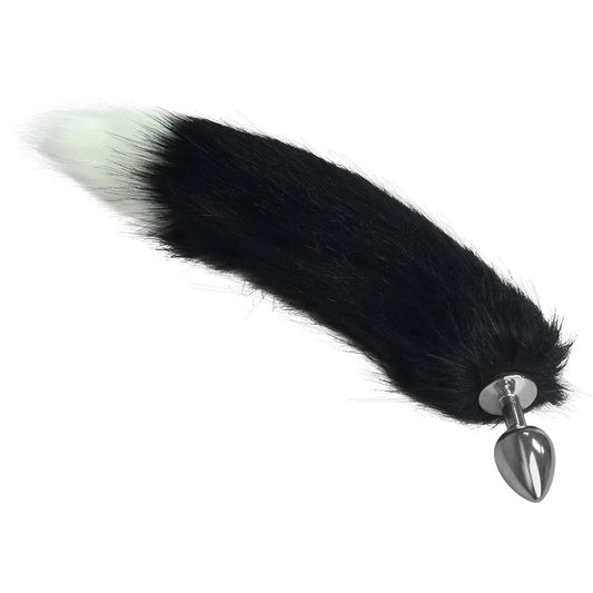 LOVETOY - METAL ANAL TAIL WHITE+BLACK 1