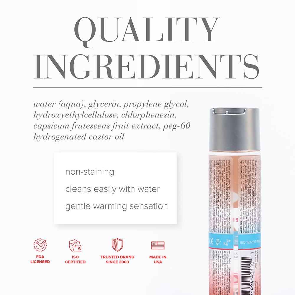 JO H2O ANAL WARMING WATER-BASED LUBRICANT 4 OZ.