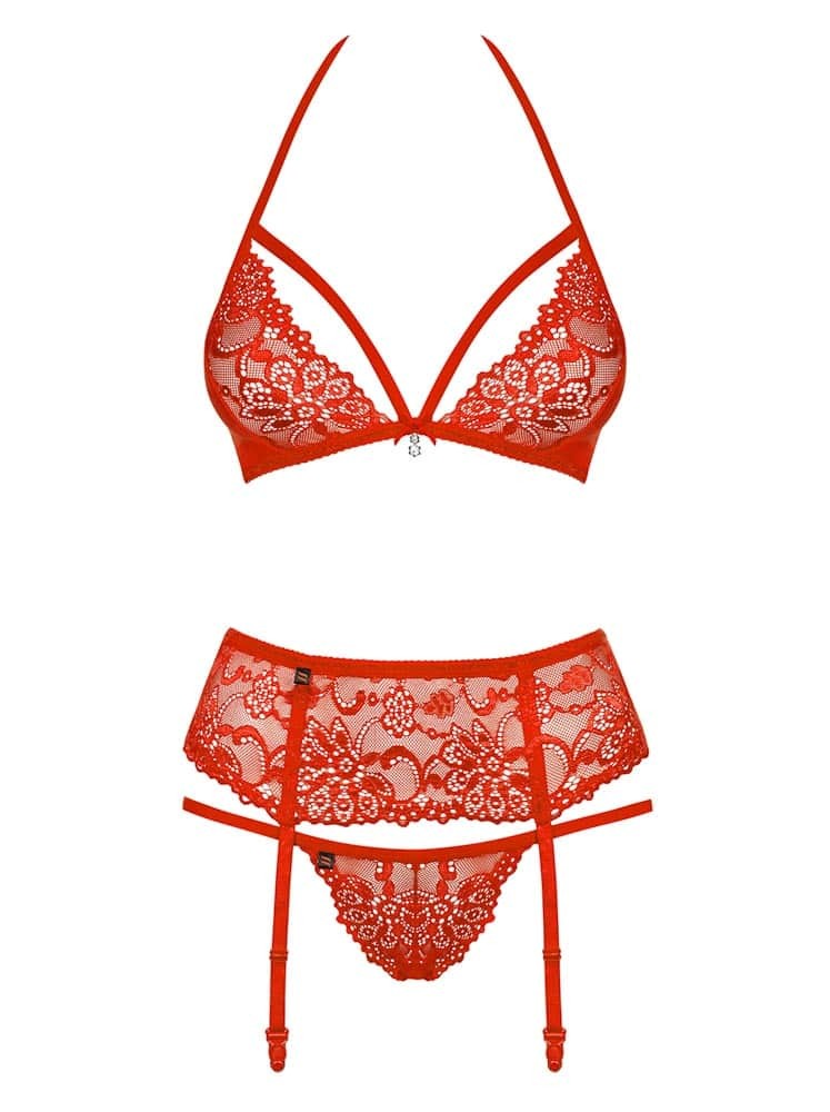 OBSESSIVE - 838-SEG-3 SET 3-PCS RED  S/M