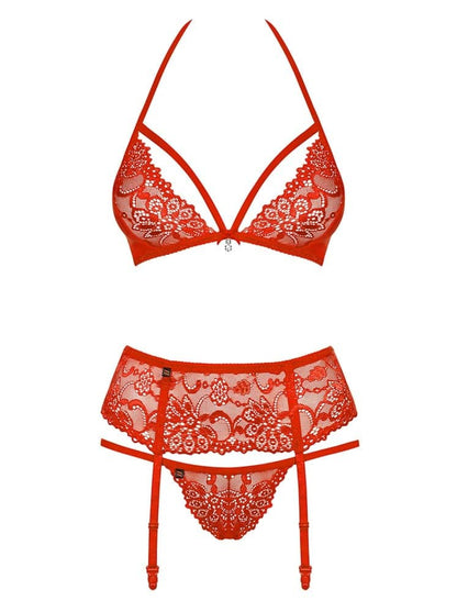 OBSESSIVE - 838-SEG-3 SET 3-PCS RED  S/M