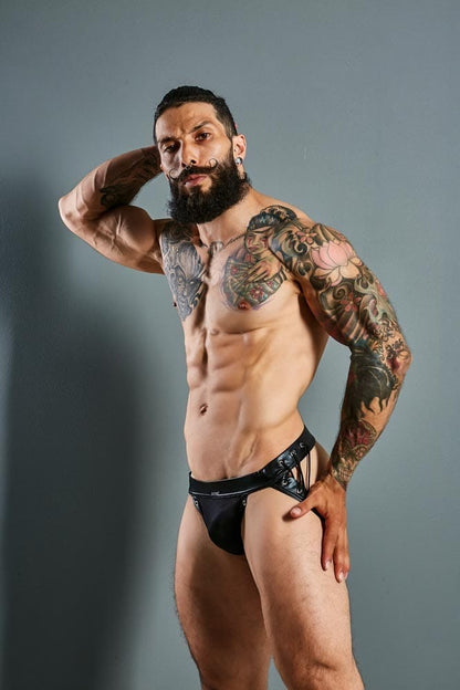 CUT4MEN - C4M-DESIRE JOCKSTRAP-BLACKLEATHERETTE-M