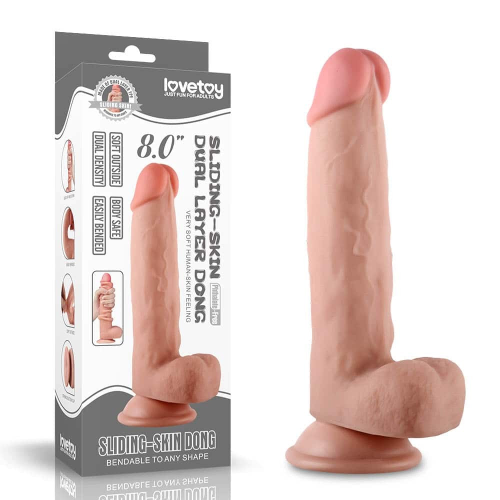 LOVETOY - 8'' SLIDING SKIN DUAL LAYER DONG