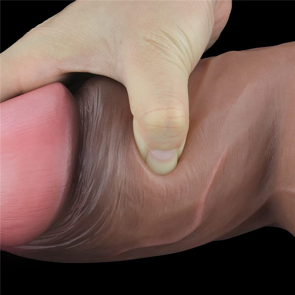 LOVETOY - 7" DUAL-LAYERED SILICONE NATURE COCK BROWN