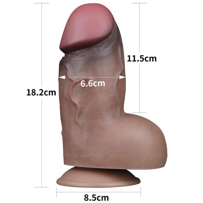 LOVETOY - 7" DUAL-LAYERED SILICONE NATURE COCK BROWN