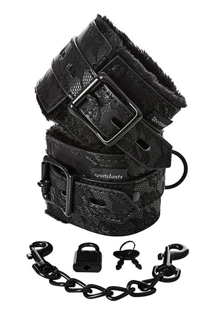 SPORTSHEETS - LACE FUR LINED HANDCUFFS