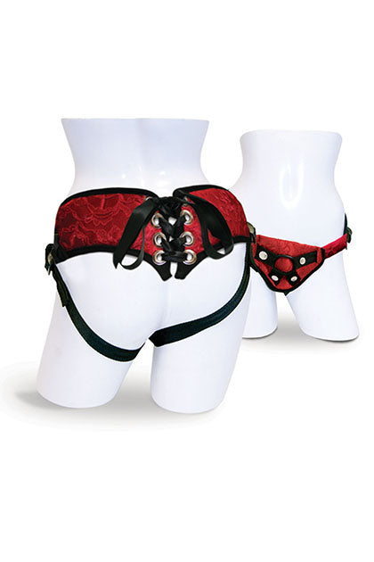 RED LACE CORSETTE STRAP ON