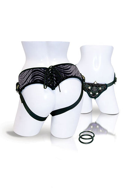 SPORTSHEETS - VIBRATING CORSETTE STRAP-ON - BLACK