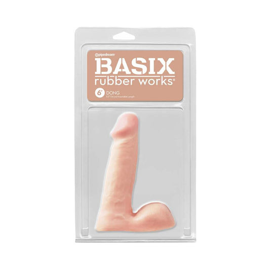 BASIX RUBBER WORKS 6 IN. DONG WITH BALLS BEIGE