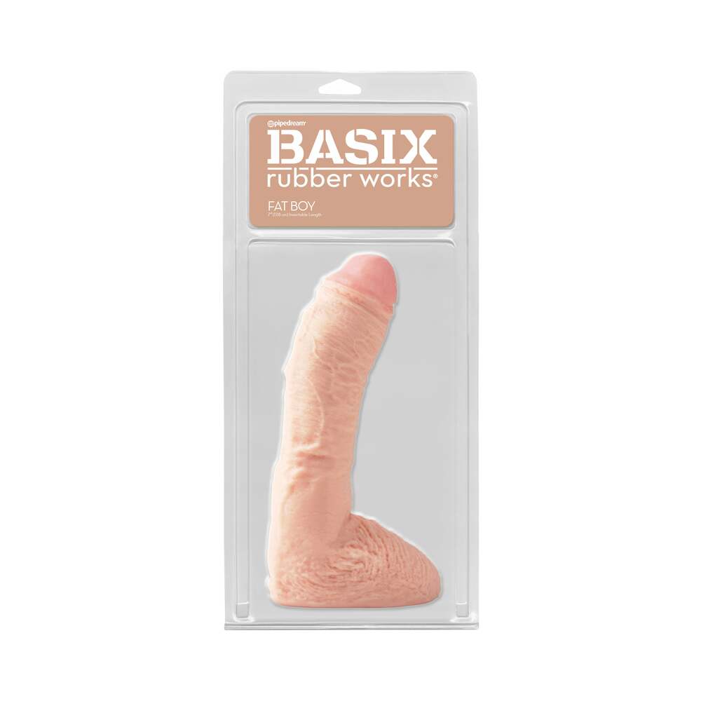 BASIX RUBBER WORKS FAT BOY 10 IN. DILDO WITH BALLS BEIGE
