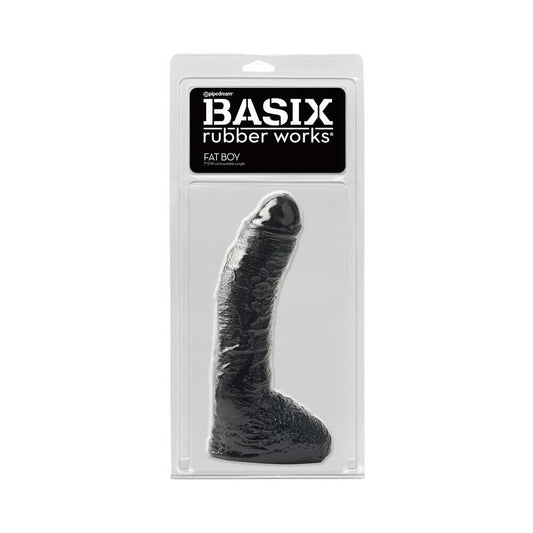 PIPEDREAM - BASIX RUBBER WORKS FAT BOY 10 IN. DILDO WITH BALLS BLACK