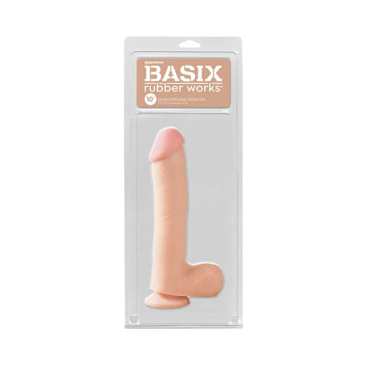 PIPEDREAM - BASIX RUBBER WORKS 10 IN. DONG WITH BALLS & SUCTION CUP BEIGE
