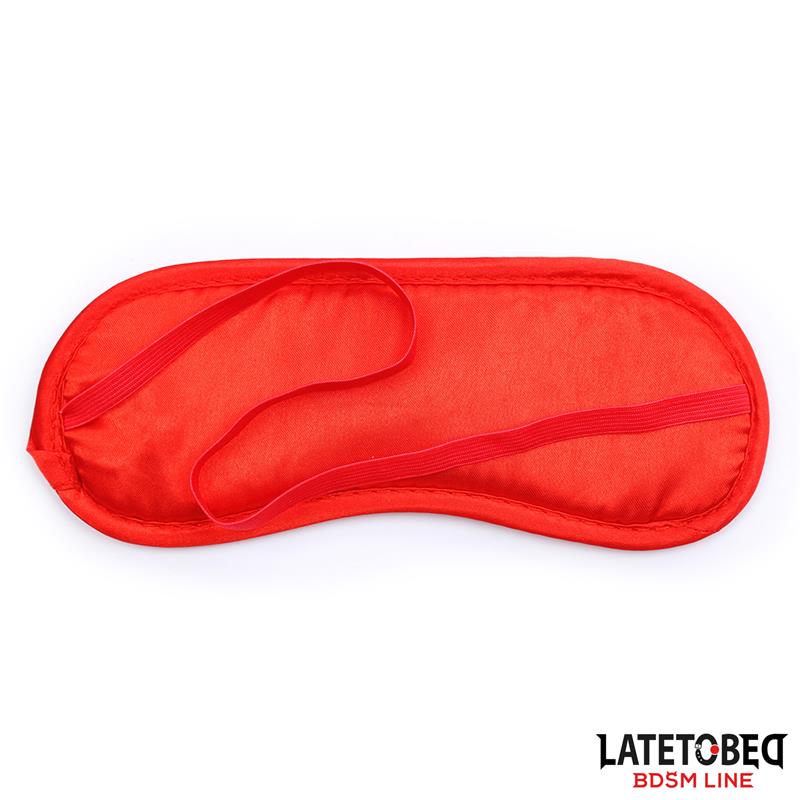 LATETOBED BDSM LINE - 3 PIECES BONDAGE SET CUFFS, EYE MASK AND FEATHERS