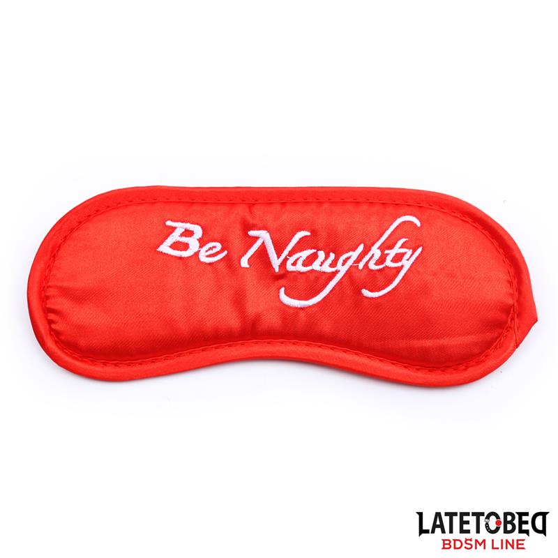 LATETOBED BDSM LINE - 3 PIECES BONDAGE SET CUFFS, EYE MASK AND FEATHERS
