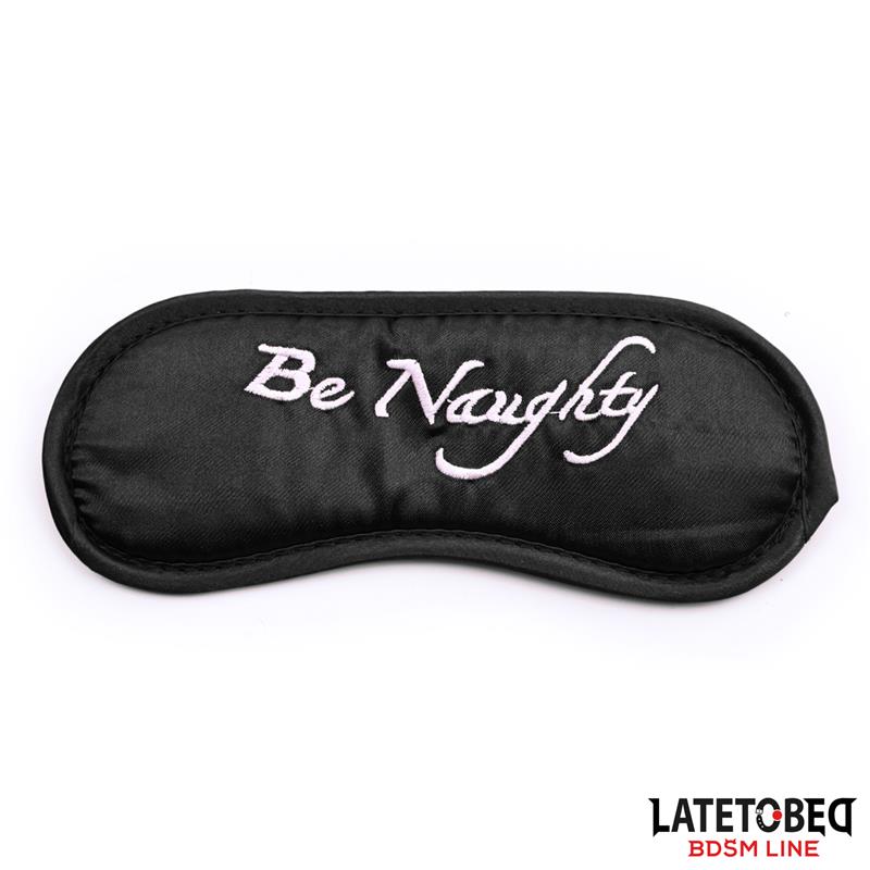 LATETOBED BDSM LINE - 3 PIECES SET MASK, HANDCUFFS AND FEATHERS BLACK