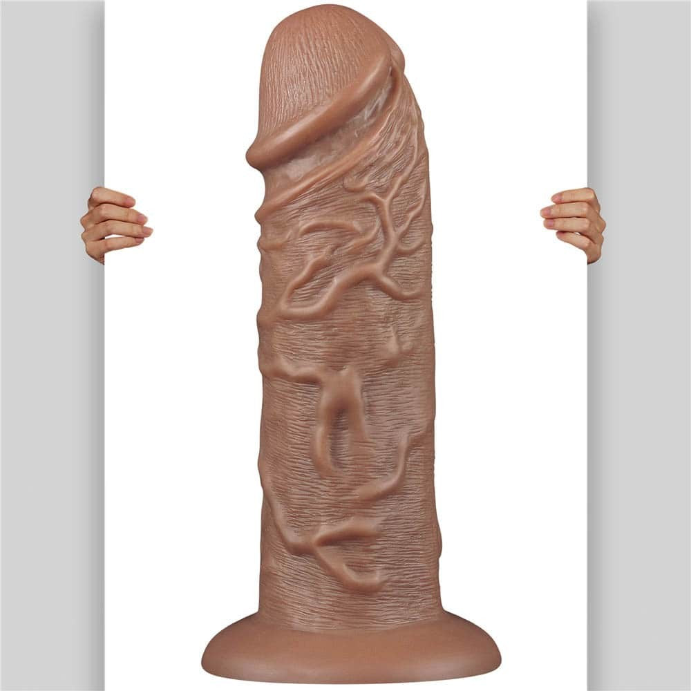 LOVETOY - 10.5'' REALISTIC CHUBBY DILDO BROWN