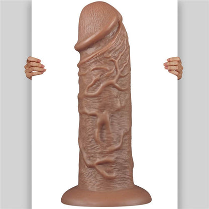 LOVETOY - 10.5'' REALISTIC CHUBBY DILDO BROWN