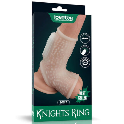LOVETOY - VIBRATING DRIP KNIGHTS RING WITH SCROTUM SLEEVE (WHITE)