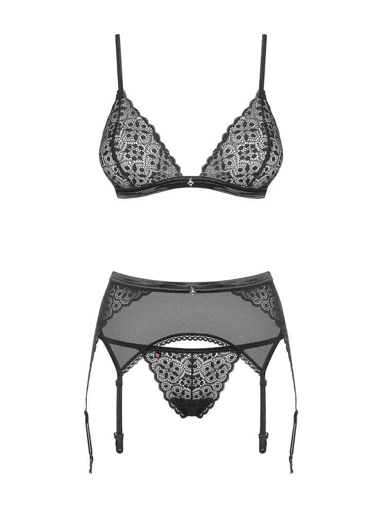 OBSESSIVE - SHIBU 3-PCS SET BLACK  S/M