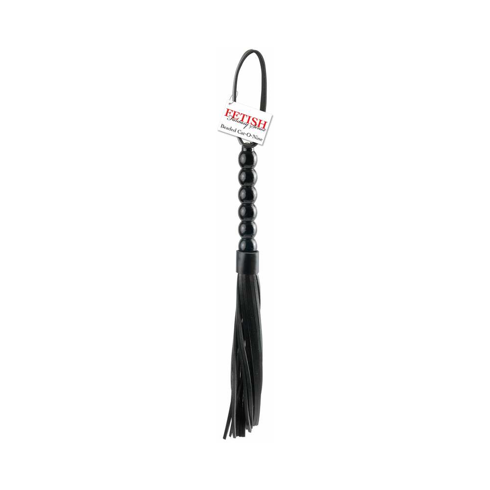 FETISH FANTASY SERIES BEADED CAT-O-NINE TAILS FLOGGER BLACK