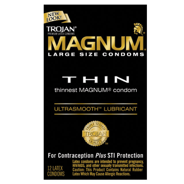 PARADISE MARKETING - TROJAN MAGNUM THIN LARGE SIZE CONDOMS WITH ULTRASMOOTH LUBRICANT 12-PACK