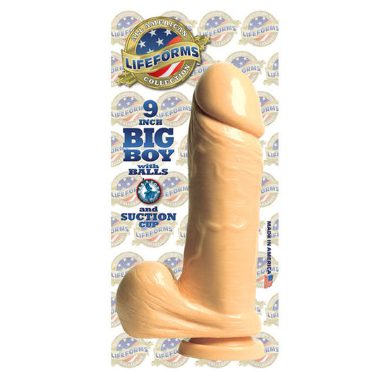 NASSTOYS - LIFEFORMS BIG BOY DONG WITH BALLS & SUCTION BASE 9IN. (WHITE)