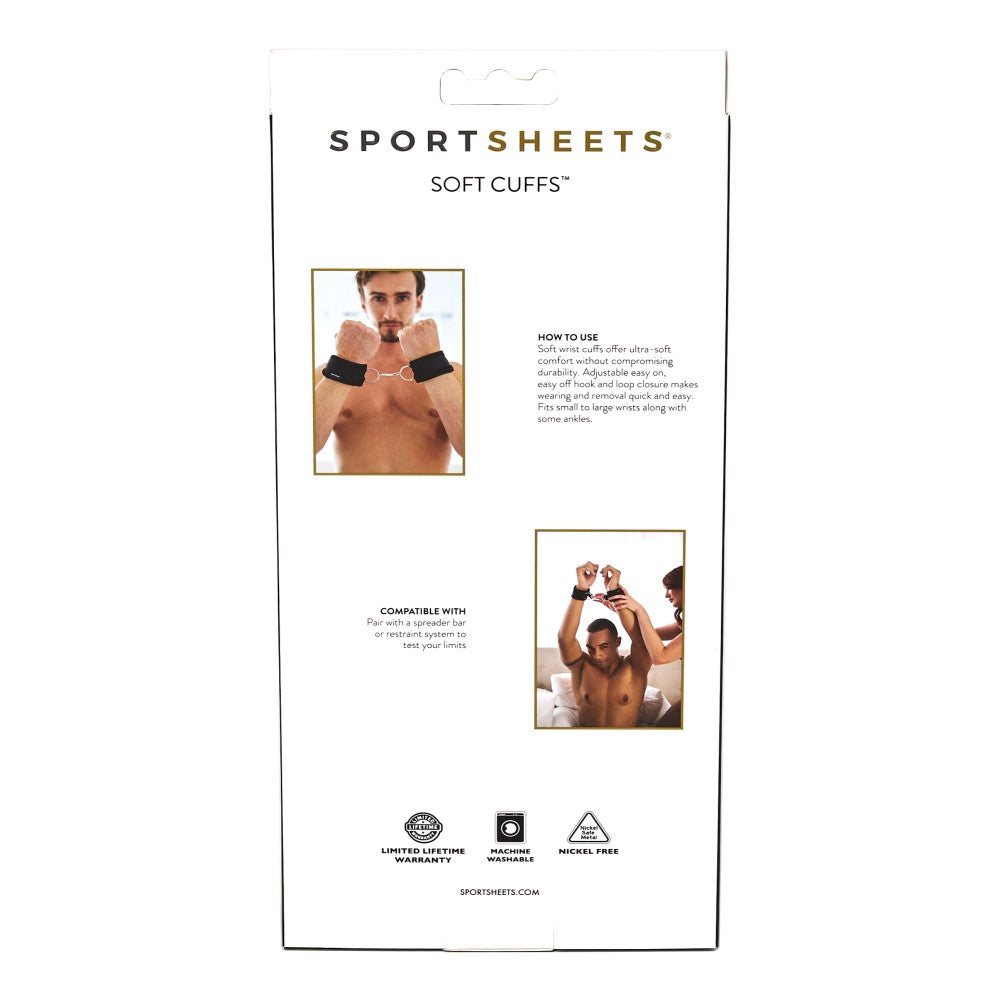 SPORTSHEETS SOFT CUFFS WITH VELCRO STRAPS BLACK