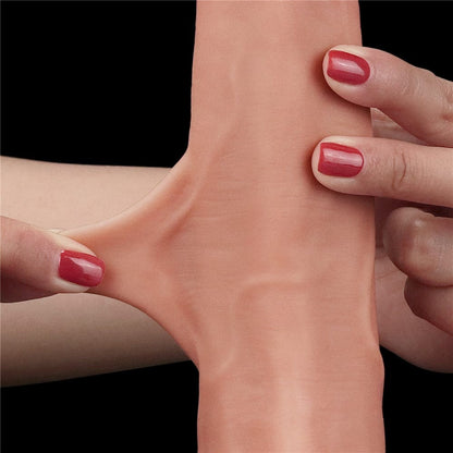 LOVETOY - 8.5'' SLIDING SKIN DUAL LAYER DONG - WHOLE TESTICLE