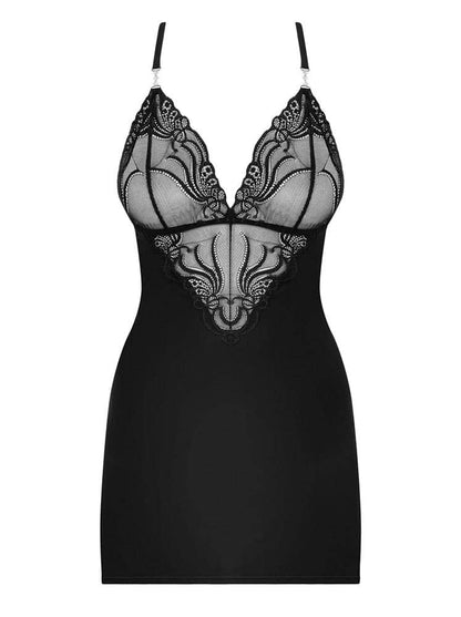 OBSESSIVE - 828-CHE-1 CHEMISE & THONG  S/M