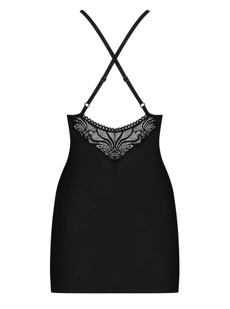 OBSESSIVE - 828-CHE-1 CHEMISE & THONG  S/M