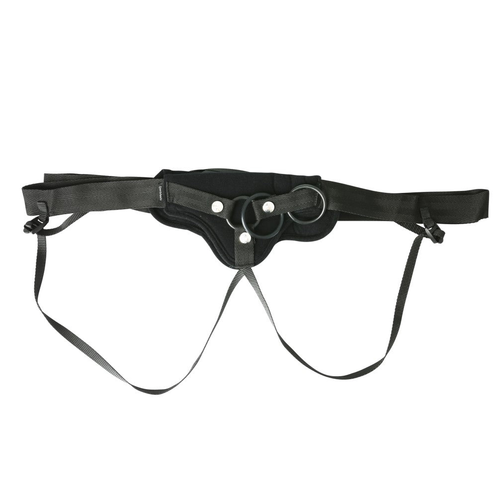 SPORTSHEETS - CURVY COLLECTION ARNÉS STRAP-ON AJUSTABLE TALLA GRANDE DIVINE NEGRO
