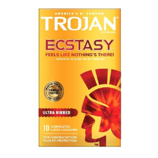PARADISE MARKETING - TROJAN ECSTASY ULTRA RIBBED CONDOMS WITH ULTRASMOOTH LUBRICANT