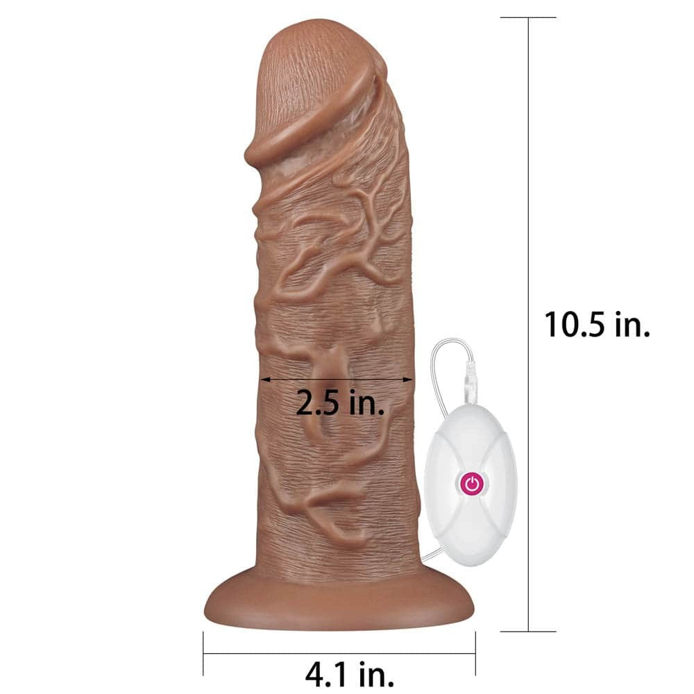 LOVETOY - 10.5'' REALISTIC CHUBBY VIBRATING DILDO BROWN