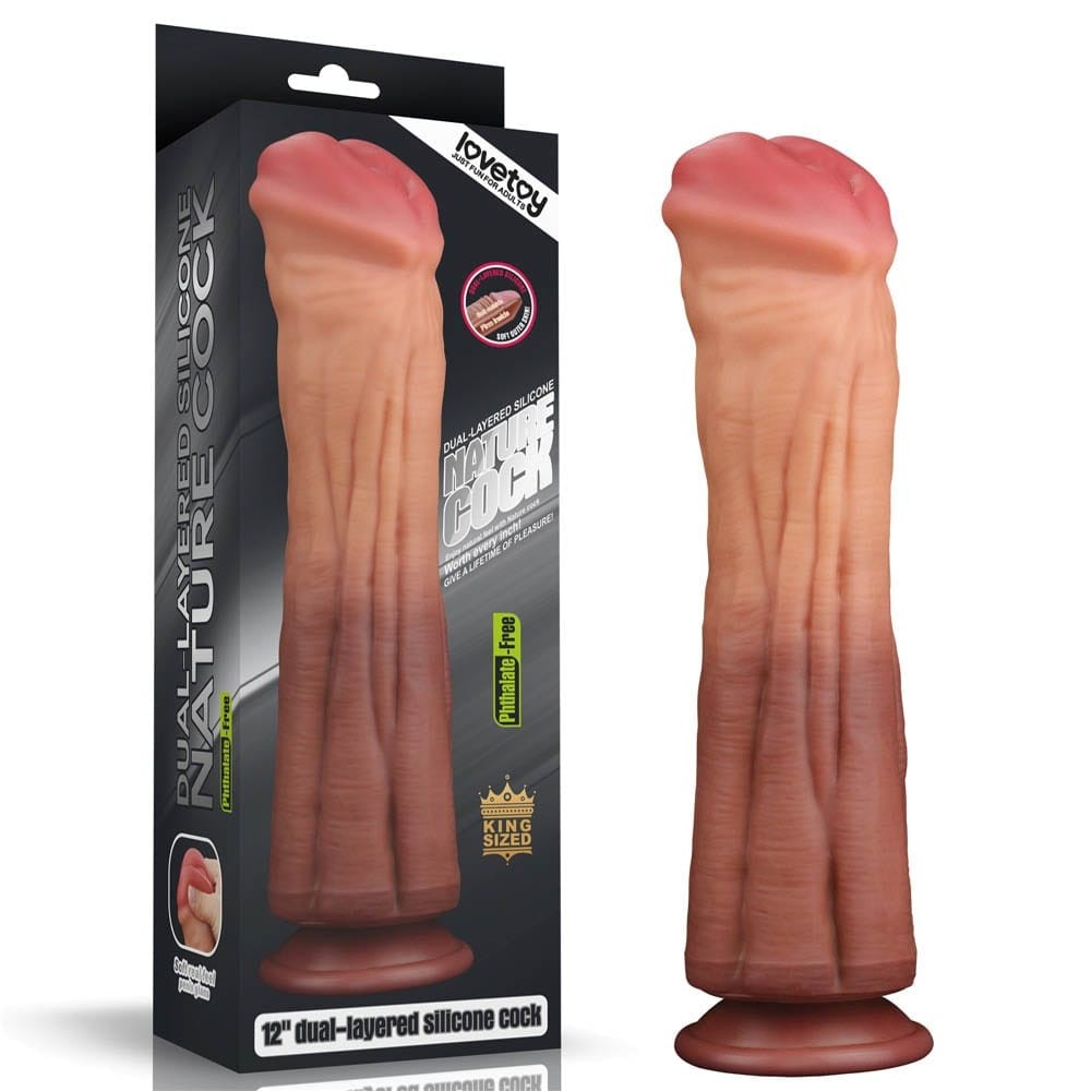 LOVETOY - 12'' DUAL LAYERED PLATINUM SILICONE COCK
