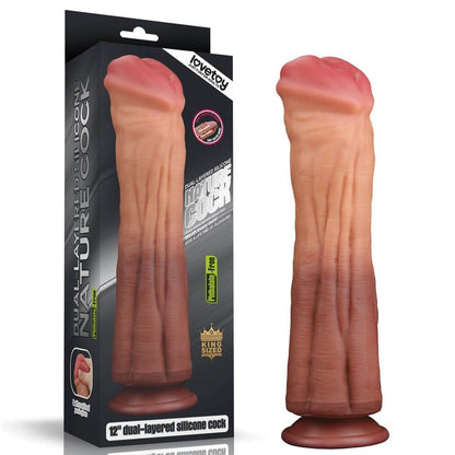LOVETOY - 12'' DUAL LAYERED PLATINUM SILICONE COCK