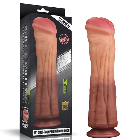 LOVETOY - 12'' DUAL LAYERED PLATINUM SILICONE COCK