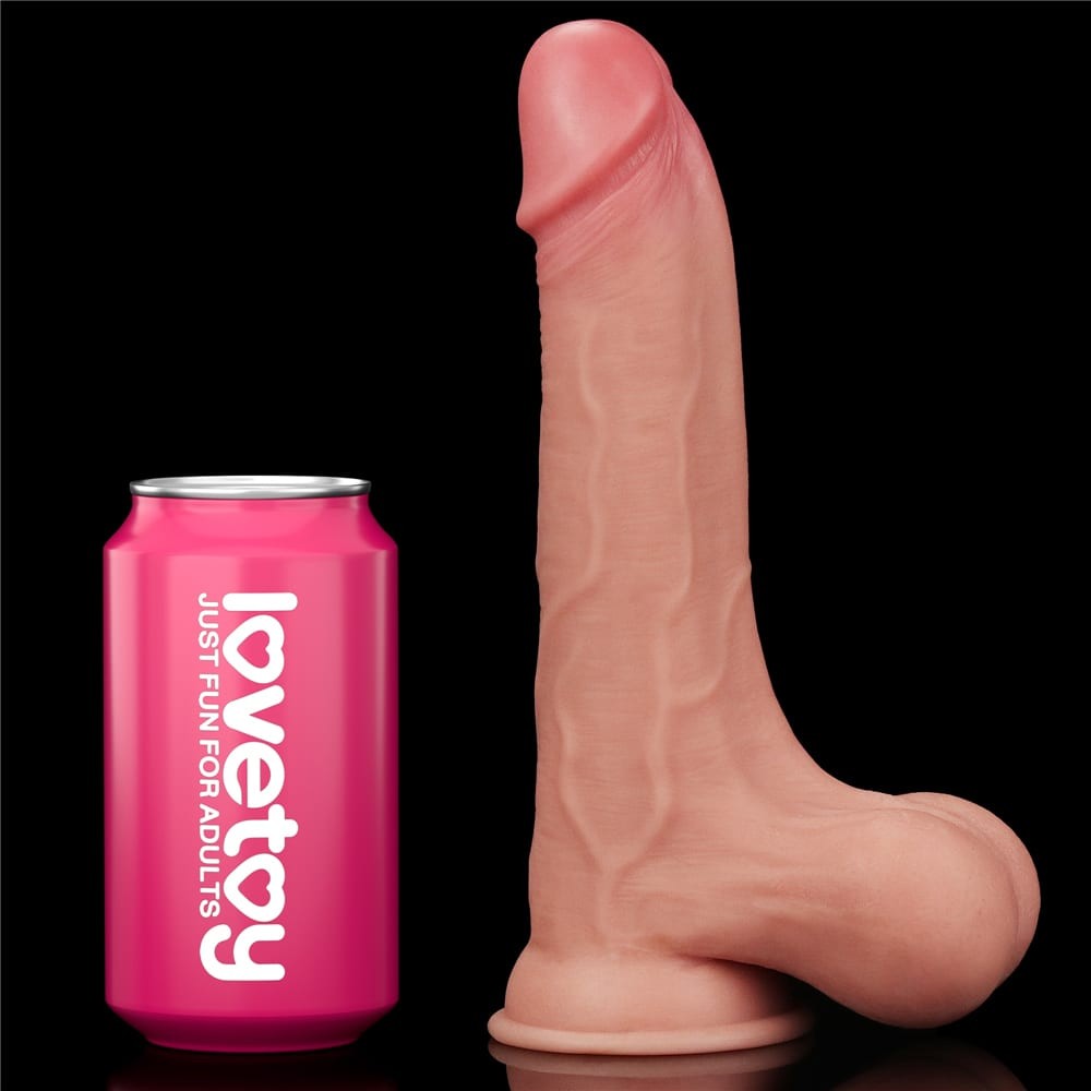 LOVETOY - 8.5'' SLIDING SKIN DUAL LAYER DONG - WHOLE TESTICLE