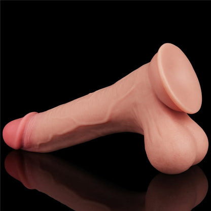 LOVETOY - 8.5'' SLIDING SKIN DUAL LAYER DONG - WHOLE TESTICLE