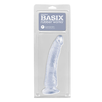 PIPEDREAM - BASIX RUBBER WORKS SLIM SEVEN 7 IN. DILDO WITH SUCTION CUP BROWN