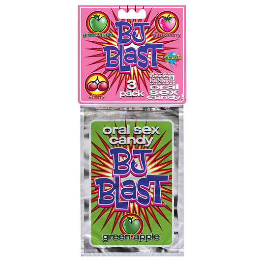 PIPEDREAM - BJ BLAST ORAL SEX CANDY 3-PACK (STRAWBERRY, CHERRY & GREEN APPLE)