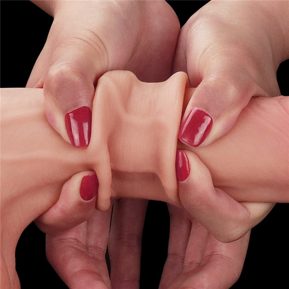 LOVETOY - 8.5'' SLIDING SKIN DUAL LAYER DONG - WHOLE TESTICLE