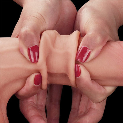 LOVETOY - 8.5'' SLIDING SKIN DUAL LAYER DONG - WHOLE TESTICLE