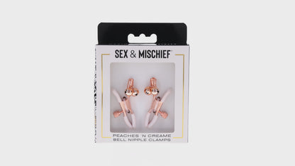 SPORTSHEETS SEX & MISCHIEF PEACHES ''N CREAME BELL NIPPLE CLAMPS