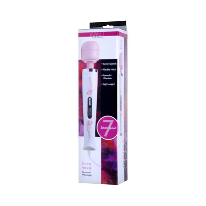 MARCAS XR - MASAJEADOR DE VARITA DE SILICONA DE 7 VELOCIDADES WAND ESSENTIALS ROSA/BLANCO