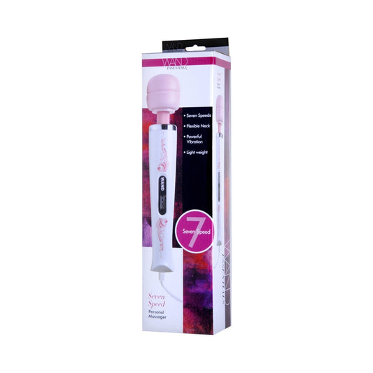 MARCAS XR - MASAJEADOR DE VARITA DE SILICONA DE 7 VELOCIDADES WAND ESSENTIALS ROSA/BLANCO