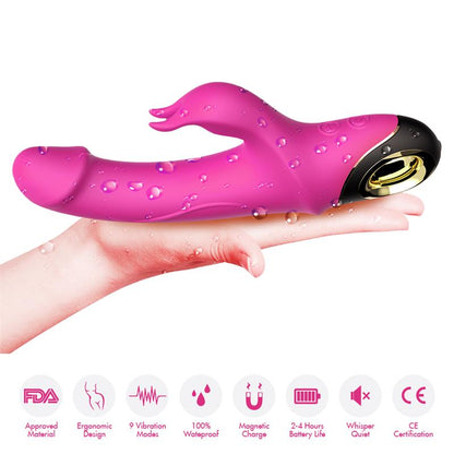 URBAN SKY - 360º ROTATION RABBIT VIBRATOR PINK