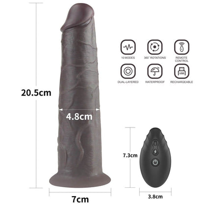 LOVETOY - 8'' DUAL LAYERED SILICONE ROTATOR BROWN
