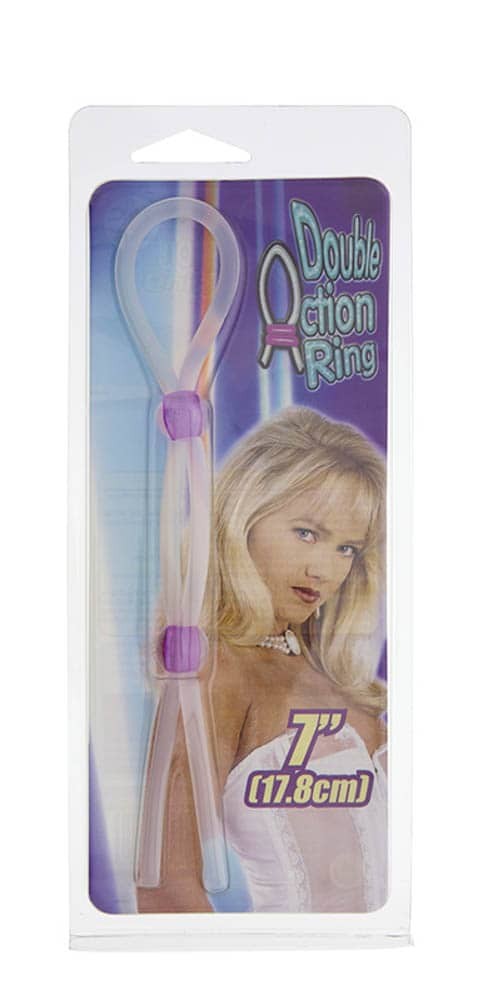 NMC - 7 INCH SILICON COCK RING WITH 2 BEADS LAVENDER