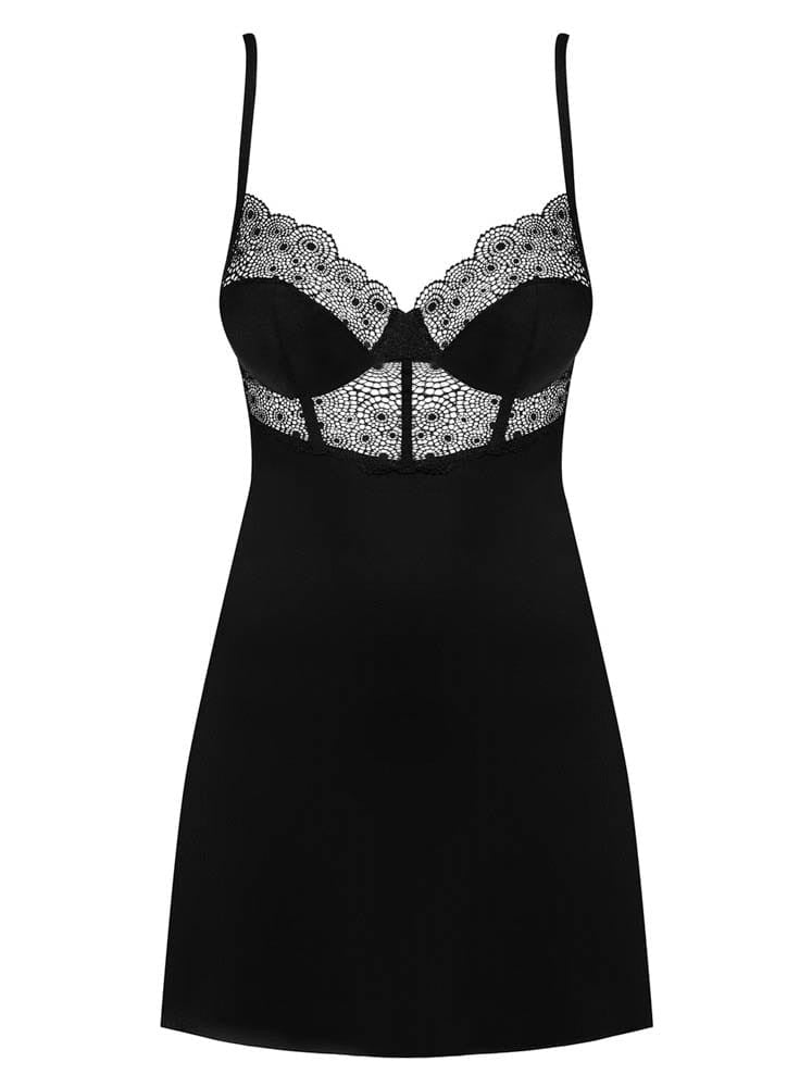 OBSESSIVE - SHARLOTTE CHEMISE & THONG BLACK  S/M