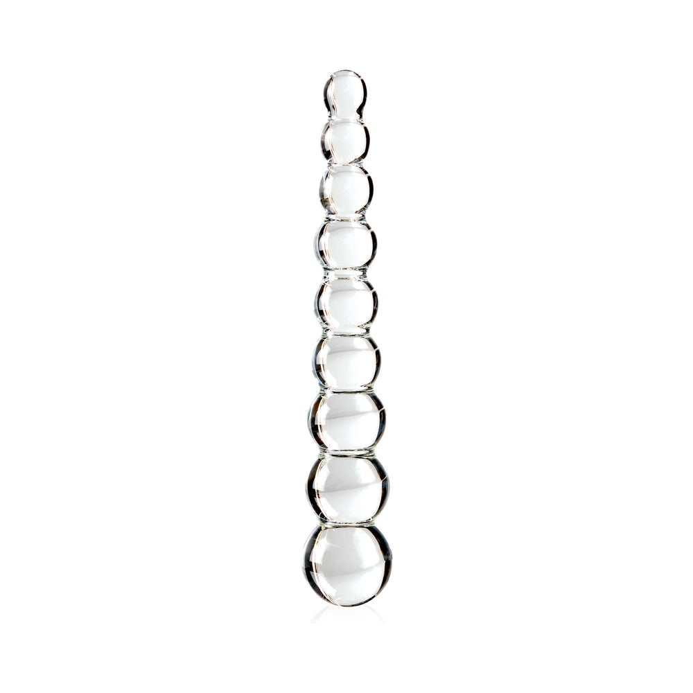 PIPEDREAM - ICICLES NO. 2 BEADED 8.5 IN. GLASS DILDO CLEAR