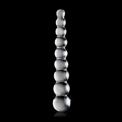 ICICLES NO. 2 BEADED 8.5 IN. GLASS DILDO CLEAR